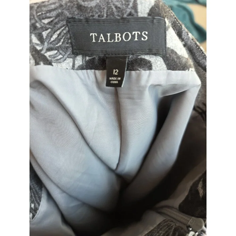 Talbots Wool Blend‎ Skirt Womens 12 Peacock Floral Lined A-Line